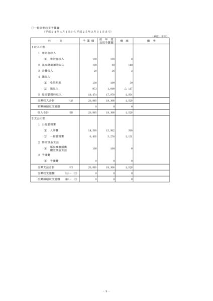 平成24年度収支予算書image